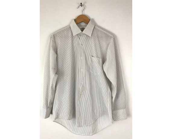 Vintage White & Black Pinstriped Sheer Dress Shir… - image 1