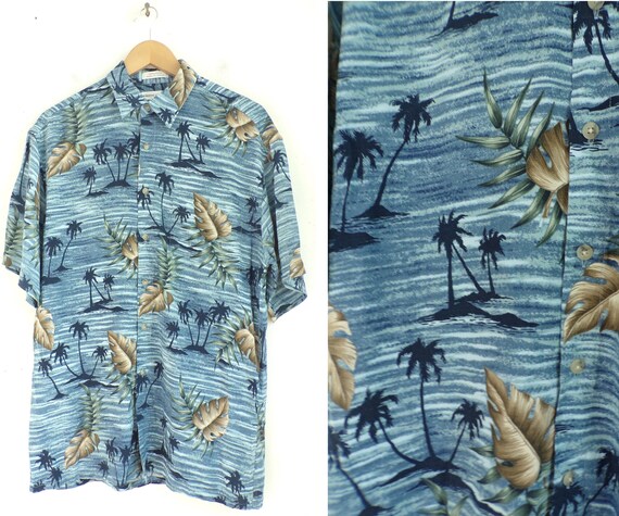 Vintage Palm Tree Shirt 90s Hawaiian Shirt Mens Resort Shirt | Etsy