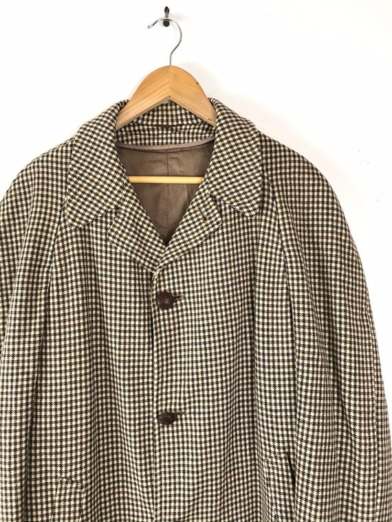 Vintage Mens 1950s Coat, Beige & Brown Plaid Wool Coa… - Gem