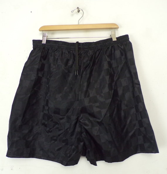 80s Black Checkered Soccer Shorts Size XL, New Old