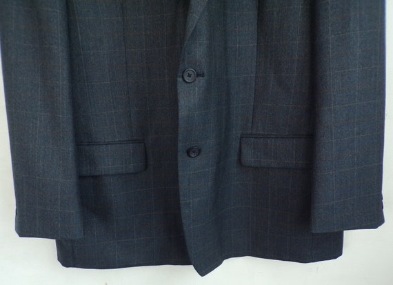 Vintage Mens Plaid Sports Coat, Blue & Brown Plai… - image 4