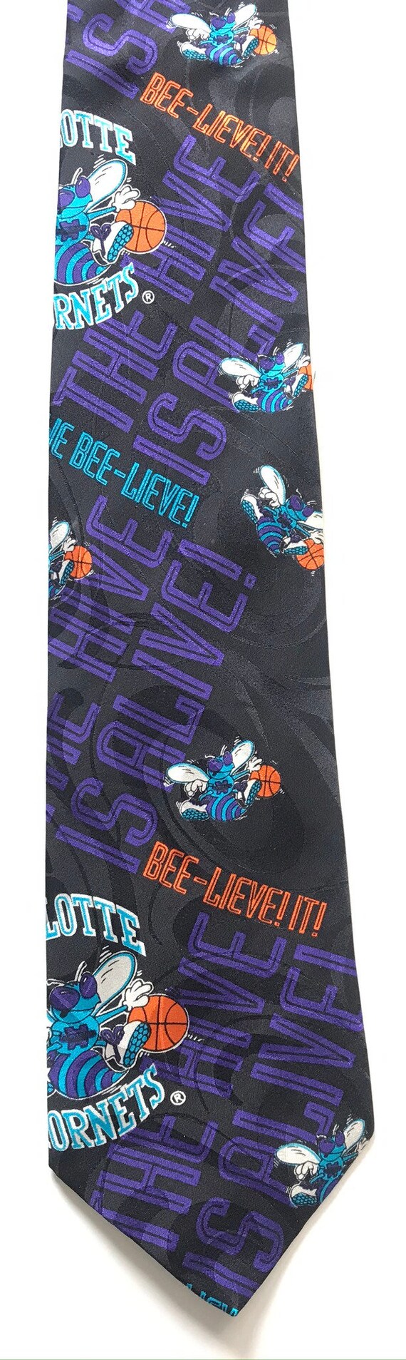 90s Charlotte Hornets Basketball Tie, Bee-Lieve I… - image 2