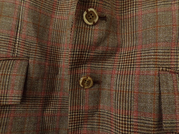 Vintage Mens Plaid Blazer,1980s Brown & Red Plaid… - image 8