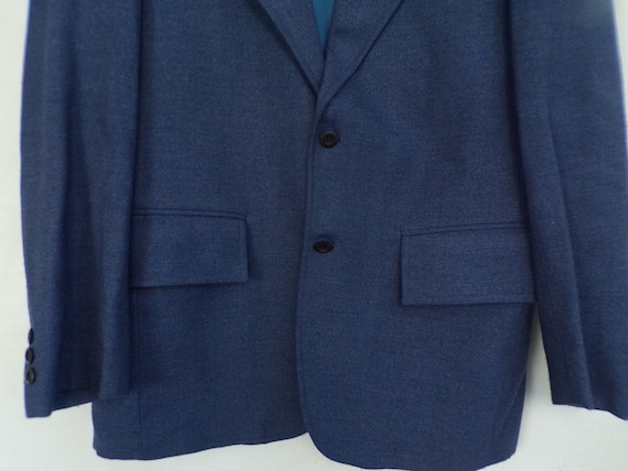 Vintage Mens Blue Sport Coat, 1970s Wool Blazer S… - image 4