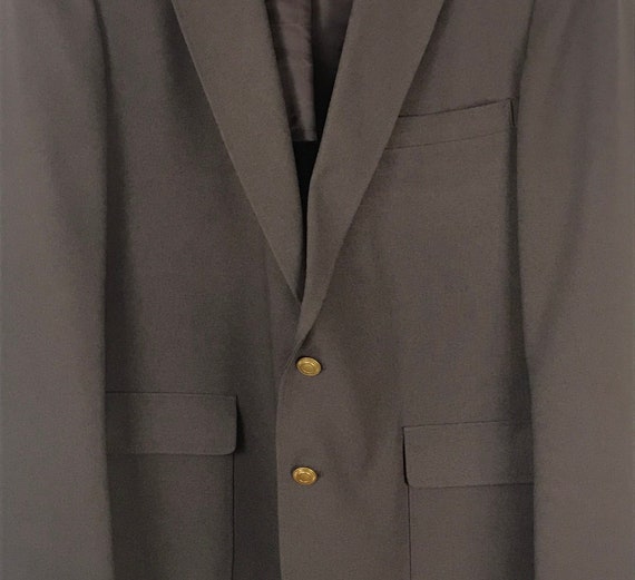 80s Dark Brown Sport Coat with Gold Buttons Mens … - image 4