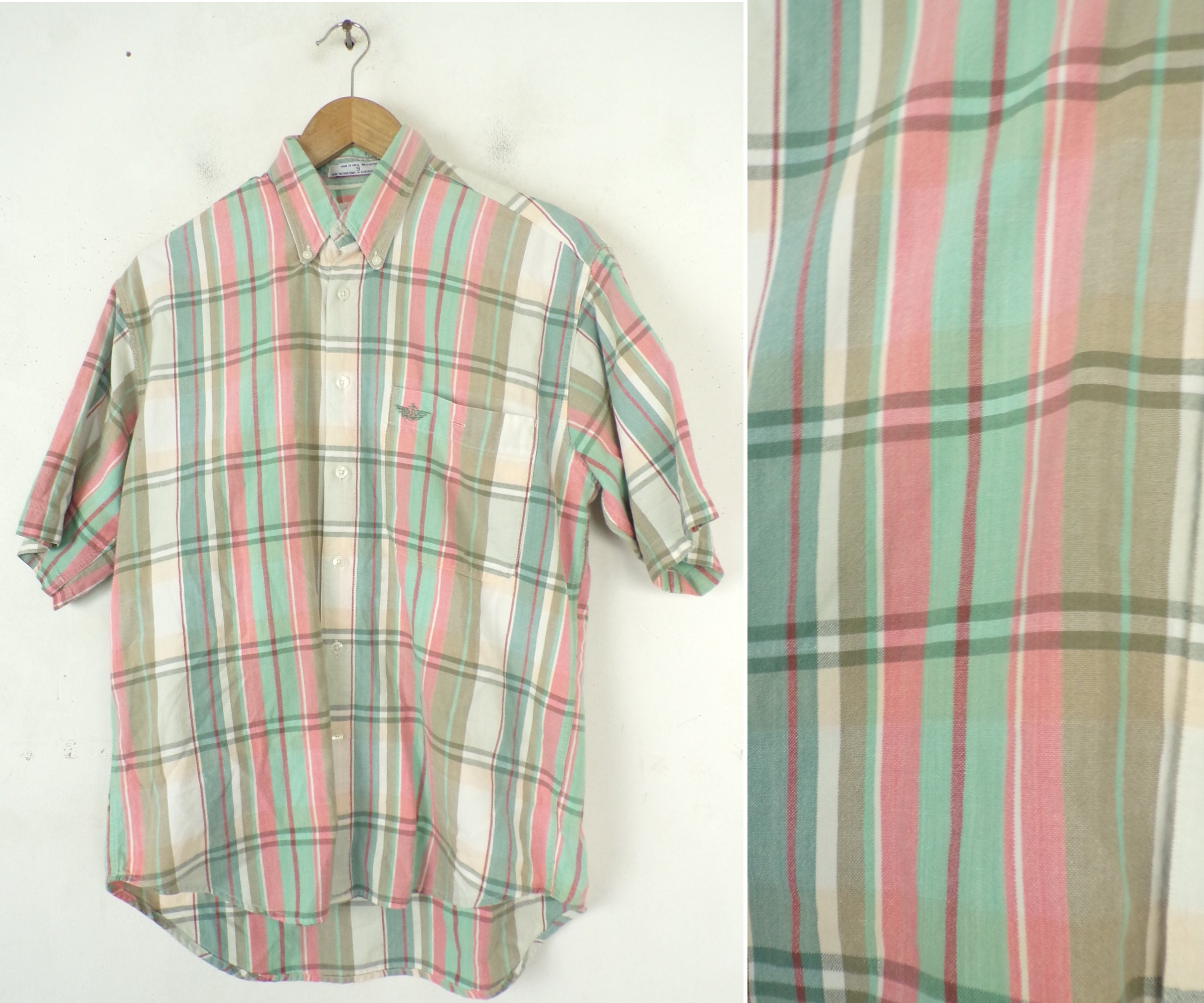 Vintage Mens Plaid Shirt Dockers Size 
