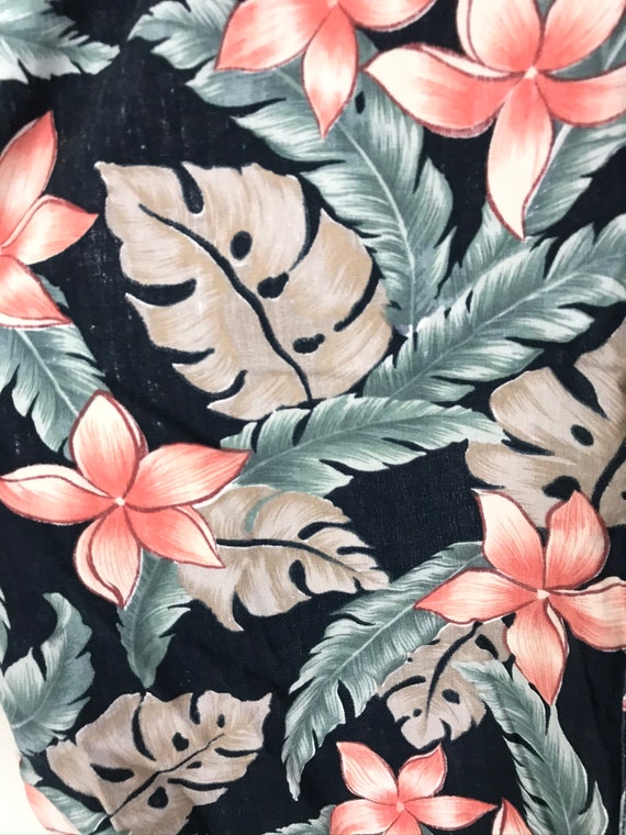 Vintage Floral Leaf Print Hawaiian Shirt Mens Lar… - image 4