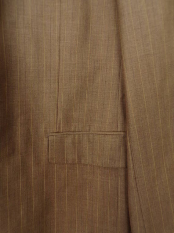 Vintage Men's Brown Blazer, 1980s Light Brown Pla… - image 6