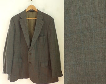80s Gray Red & Blue Plaid Sport Coat Mens Size 48, Vintage Gray Plaid Blazer, Pinstripe Plaid Formal Sport Coat, Gray Plaid Mens Sport Coat
