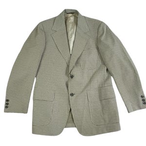70s Olive Green Checkered Sport Coat Mens Size 40 | Vintage Green & White Plaid Blazer | 1970s Loud Mens Sport Coat