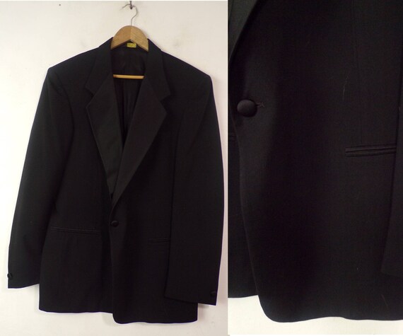 Vintage Black Tuxedo Jacket Mens Size 46, Formal E