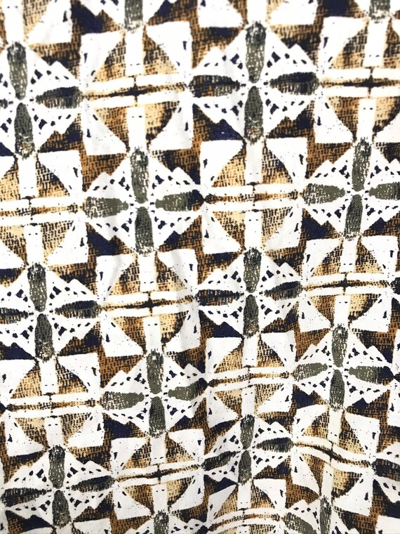 Vintage Mens Abstract Print Shirt, 90s Brown Whit… - image 4