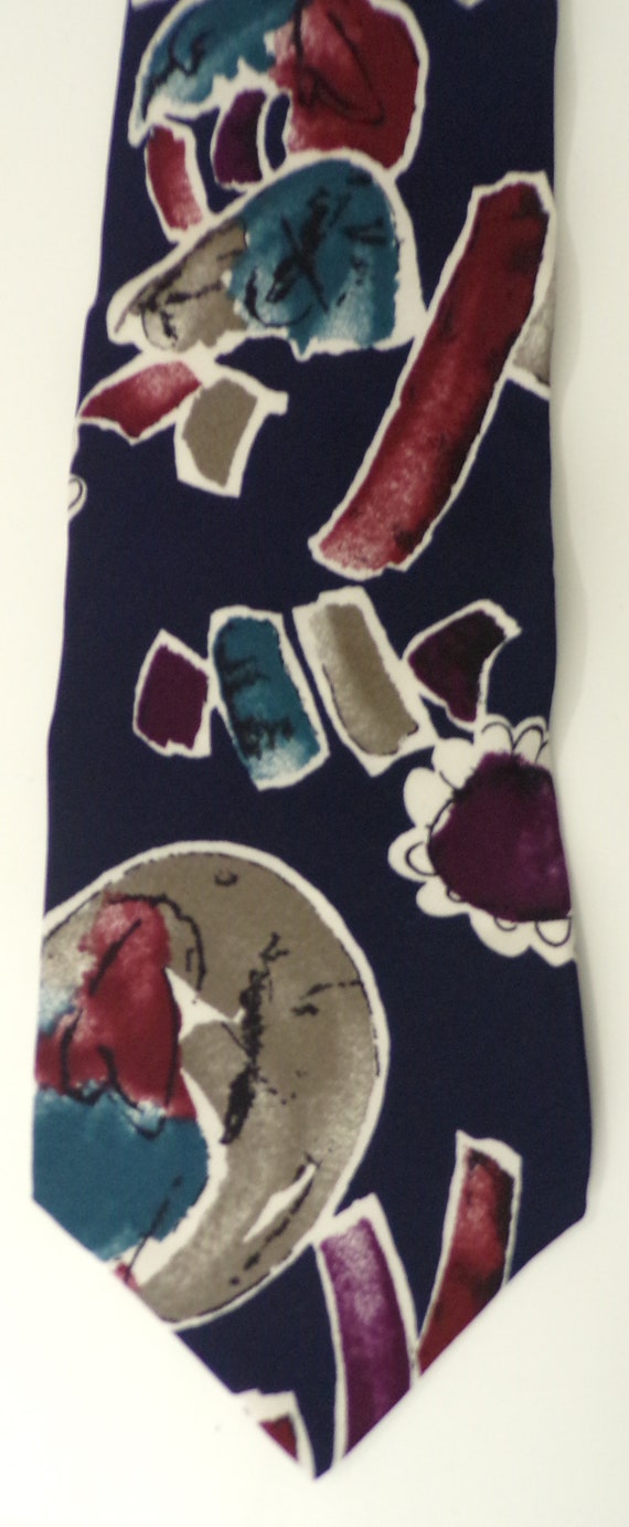 90s Colorful Abstract Mens Tie, New Old Stock, Ha… - image 3