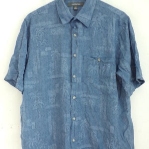 Vintage Mens Hawaiian Shirt,Mens Large Short Sleeve Shirt, Blue Palm Tree Shirt, Blue Hawaiian Shirt, Summer Beach Shirt, 90s Hawaiian Shirt image 2