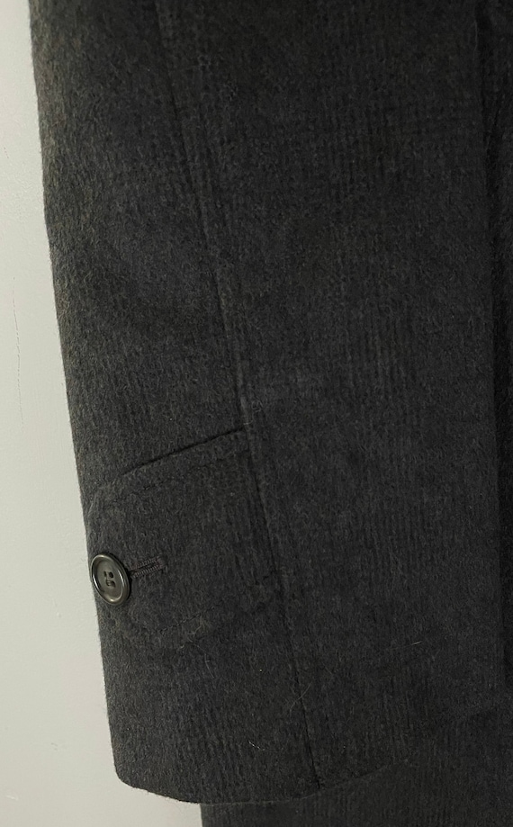 60s Black Plaid Wool Overcoat Mens Size XL, Vinta… - image 4