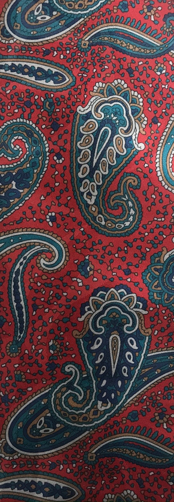 90s Red & Blue Paisley Print Tie, Classic Necktie… - image 3