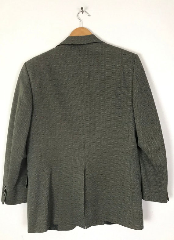 70s Green & Gray Print Sport Coat Mens Size 40S, … - image 7