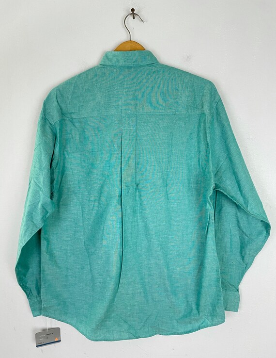 Vintage Claiborne Teal Button Down Shirt Mens Med… - image 5
