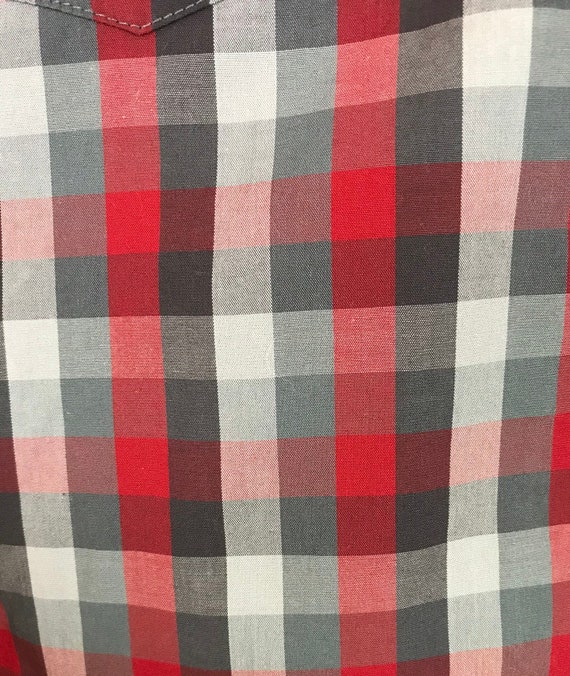 Vintage Wrangler Red & Gray Plaid Western Shirt M… - image 4