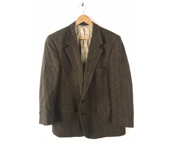 90s Brown Tweed Sport Coat Mens Size 46, Classic T