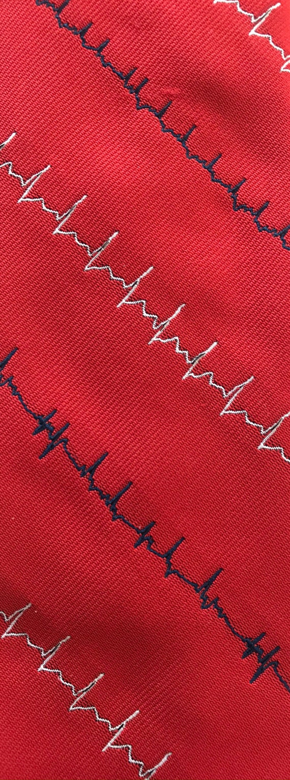 80s Red Zigzag Print Tie, Abstract Print Tie, Red… - image 3