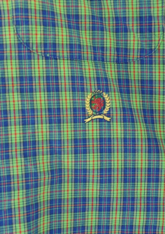 Vintage Tommy Hilfiger Blue Green & Red Plaid Shi… - image 4