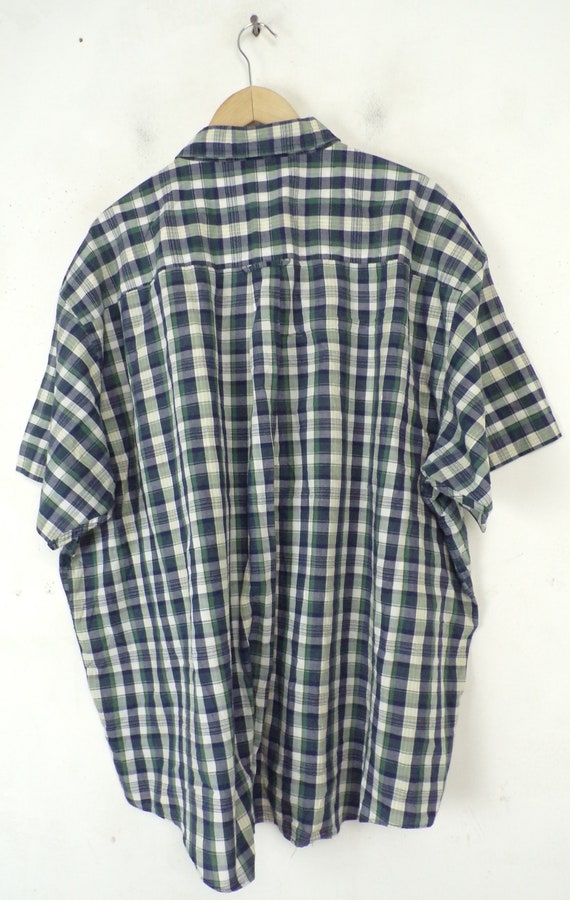 Vintage Mens Plaid Shirt, Size 4X Blue Green & Wh… - image 5