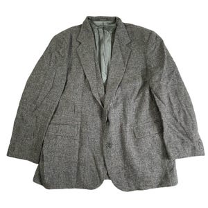 Vintage Grauer Tweed Sport Sakko Herren Größe 42 | 1980s Tweed Blazer | Herren Winter Sport Mantel