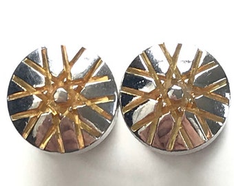 Vintage Criss Cross Cufflinks, Silver & Goldtone Fixed Back Cuff Links, Pattern Cuff Links, Vintage Mens Cuff Links, Formal Event, Silver