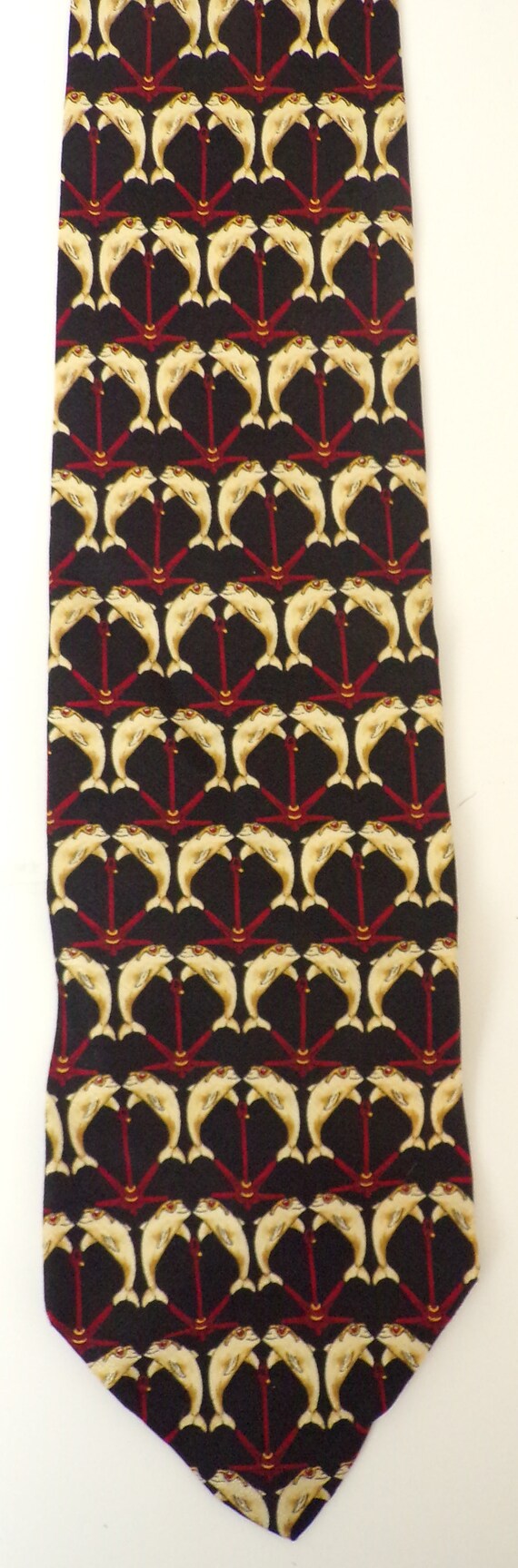 Vintage Fish Wearing Sunglasses Tie, Black Red & Gold… - Gem