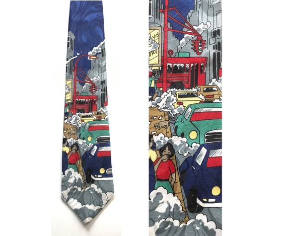90s Busy New York City Tie, Manhattan New York Ti… - image 1