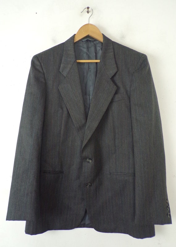 Vintage Mens  Pinstripe Blazer, 90s Gray Mens Siz… - image 2