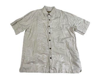 Chemise hawaïenne en soie vintage Homme grande taille | Imprimé floral crème
