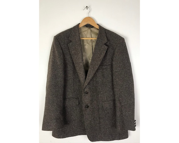 Vintage Brown /& Green Tweed Wool Sport Coat Mens Size 46L 80s Mens Blazer Brown Green Print Blazer Preppy Tweed Wool Sport Coat