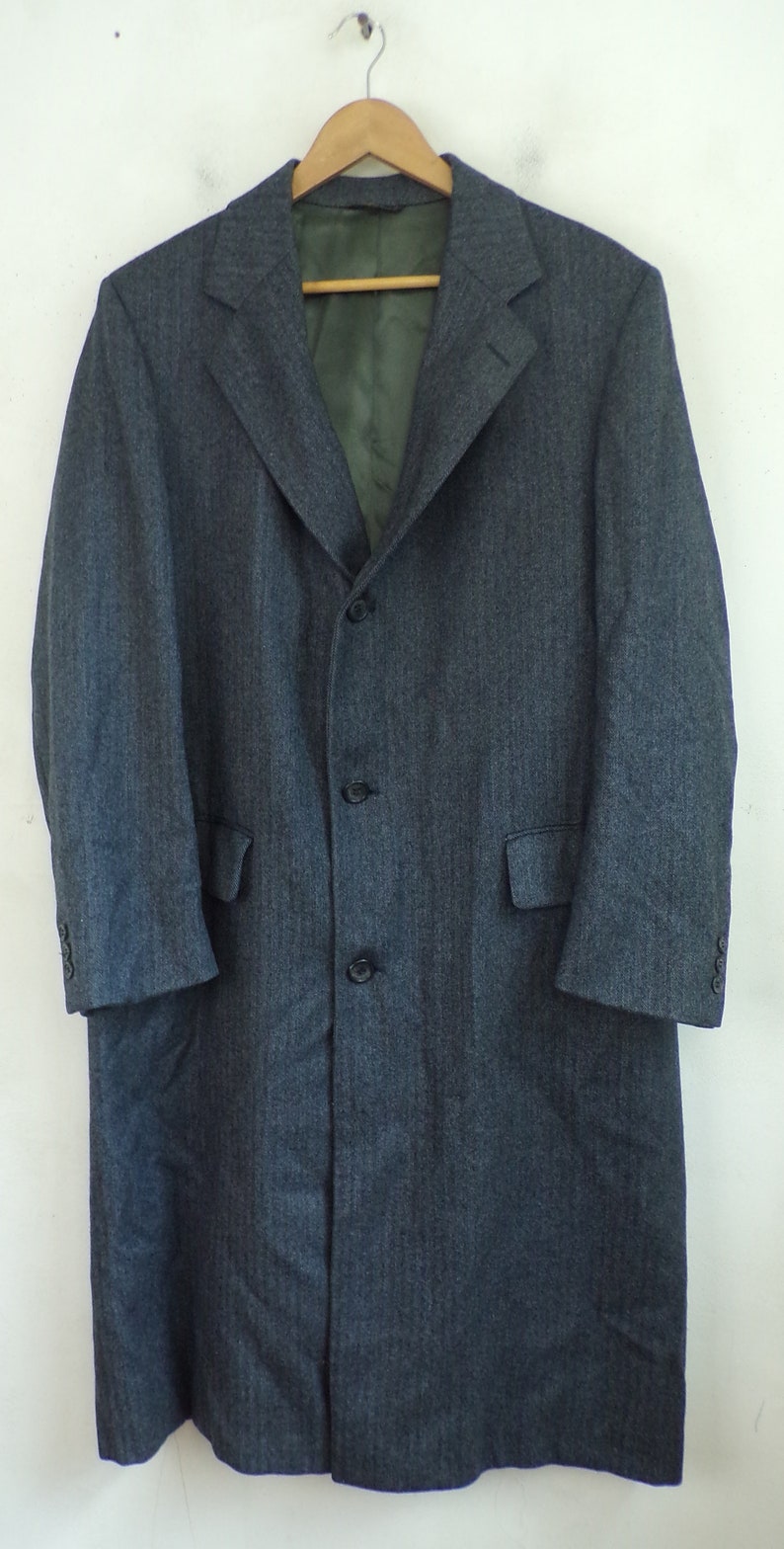 Vintage Mens Wool Coat, 1970s Cricketeer Dark Gray Tweed Long Coat Medium, Gray Overcoat, 70s Cricketeer Coat, Wool Winter Mens Coat image 2