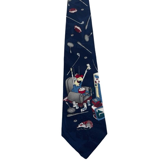 Vintage Sports Fan Tie | MMG Corp Hallmark Cartoon Sports Necktie | Sports Fan Gift Novelty Tie
