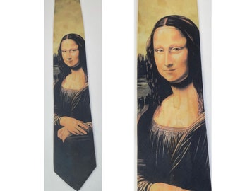 1994 Ralph Marlin Mona Lisa Tie, Leonardo da Vinci Mona Lisa Artwork Necktie, Vintage Novelty Ralph Marlin Tie, Art Lover Artist