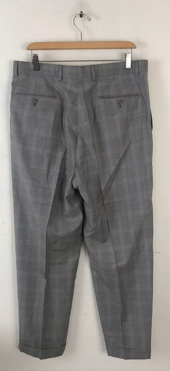 90s Jos A Bank Light Gray Plaid Two Piece Suit Me… - image 10