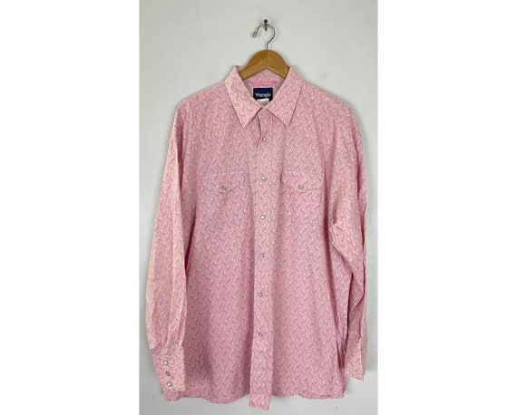 Vintage Wrangler Pink Paisley Western Shirt Mens X