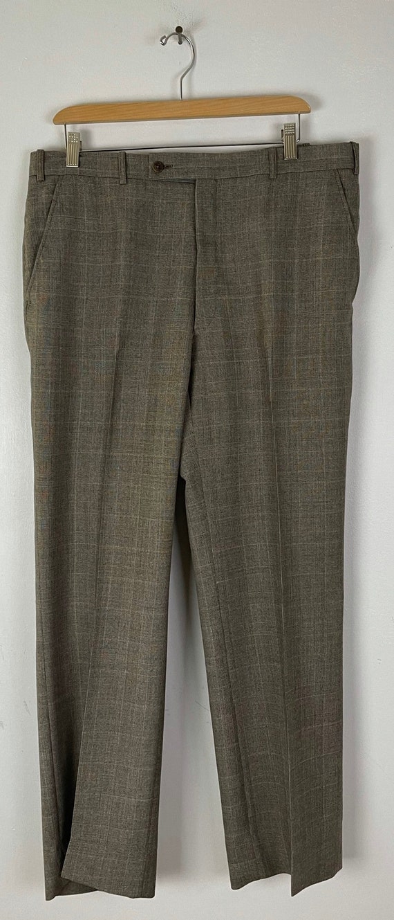 Vintage Brown Plaid Three Piece Suit Mens Size 42… - image 8