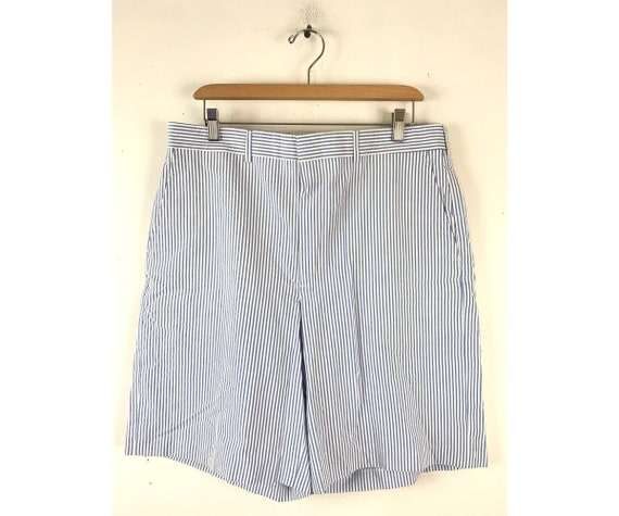 90s Blue & White Seersucker Shorts Mens Size 34 Wa