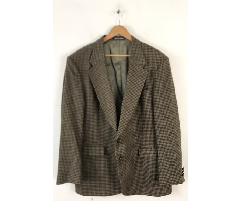 Vintage Brown /& Green Tweed Wool Sport Coat Mens Size 46L 80s Mens Blazer Brown Green Print Blazer Preppy Tweed Wool Sport Coat