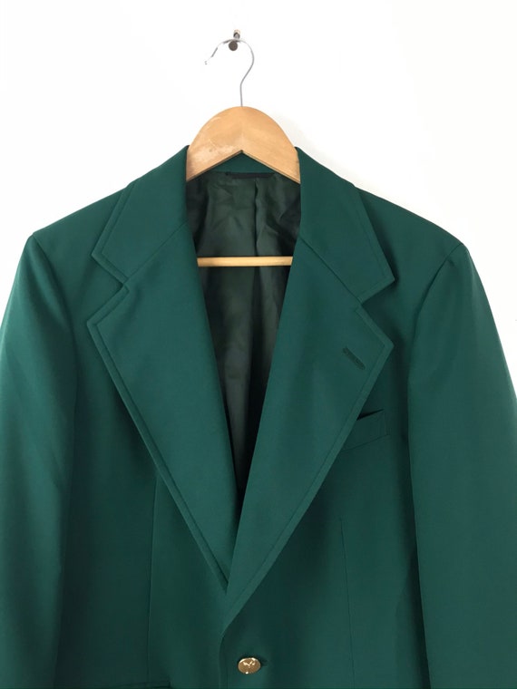 80s Green Sport Coat with Gold Buttons Mens Size 40 Vintage Preppy Green Blazer Holiday Christmas Blazer Mens Gold Button Sport Coat