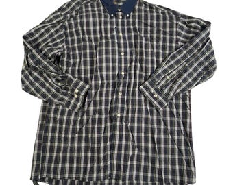 Camisa a cuadros vintage Hunt Club para hombre, talla XL, de algodón, con botones.