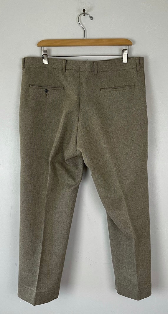 Vintage Brown Herringbone Cropped Pants Mens Size… - image 5
