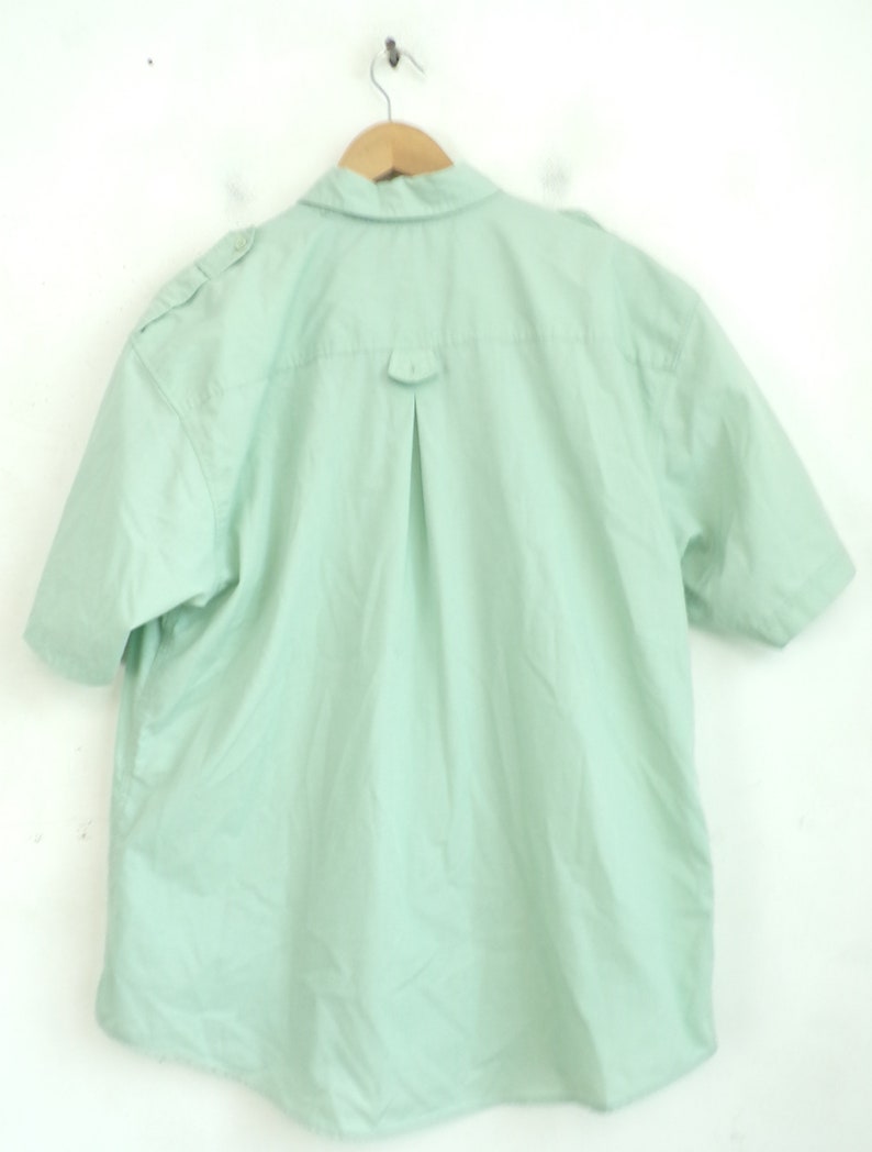 Light Green Shirt Retro Green Shirt 90s Light Green Short Sleeve Button Down Shirt Mens Large Vintage Mens Button Down Shirt