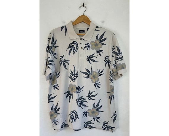 Vintage Izod Floral Polo Shirt Mens Large, 90s Iz… - image 1