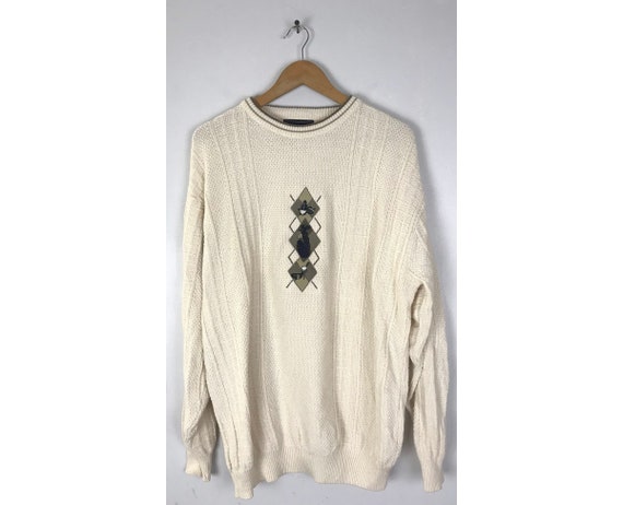 Vintage Argyle Golf Sweater Mens Large 
