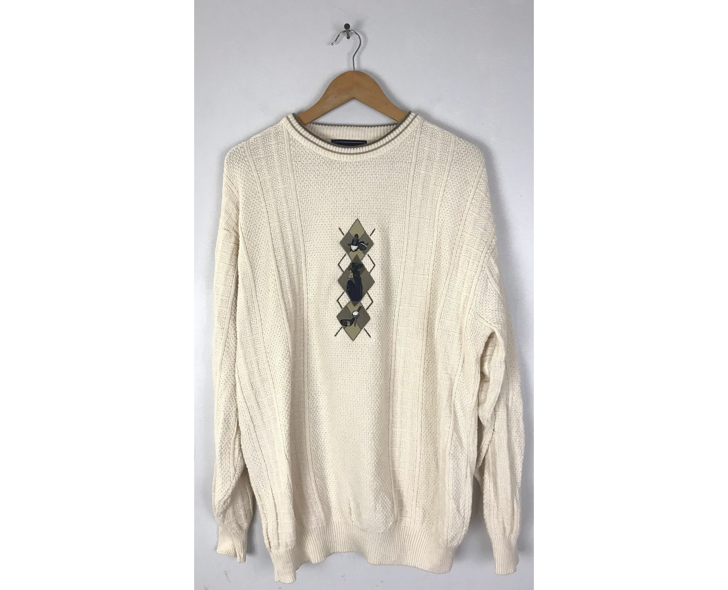 Vintage Argyle Golf Sweater Mens Large 