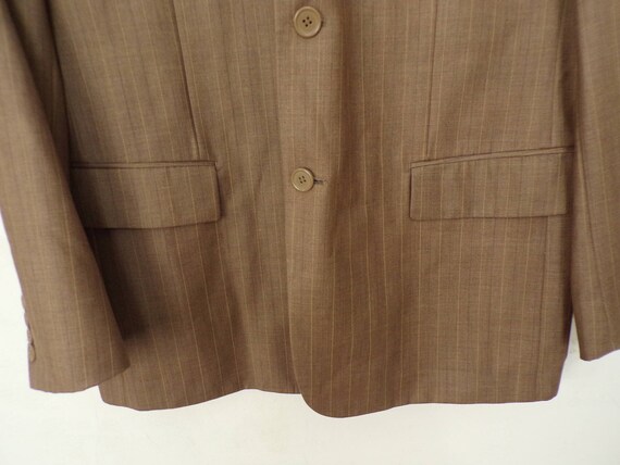 Vintage Men's Brown Blazer, 1980s Light Brown Pla… - image 5